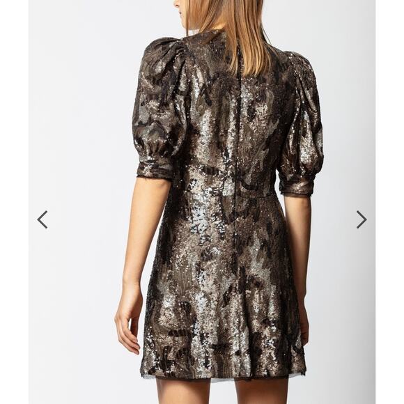 ZADIG & VOLTAIRE Royal Sequin Camo-Print A-Line Mini Dress Size XS NWT - Picture 3 of 12